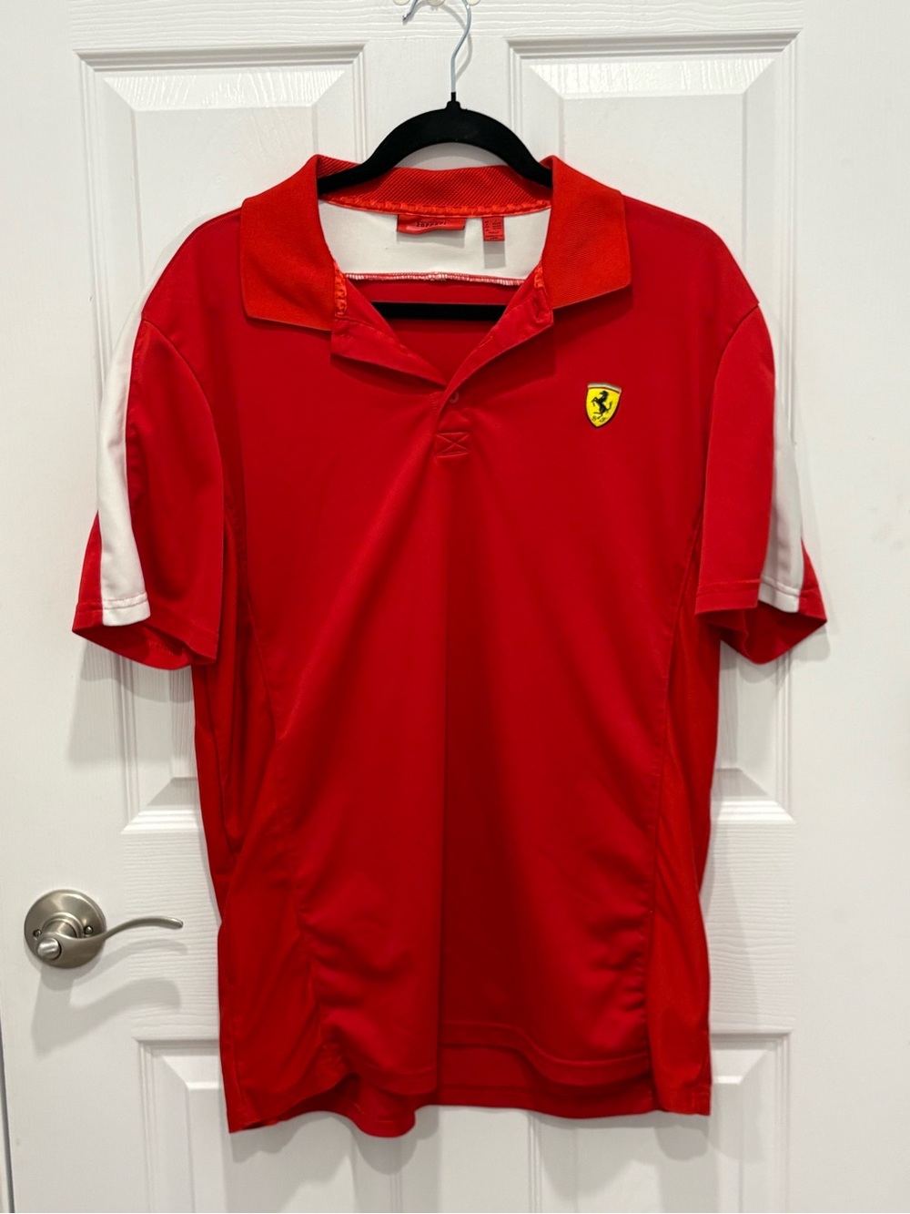 Ferrari Red Polo Shirt with White Sleeve Panels #1280